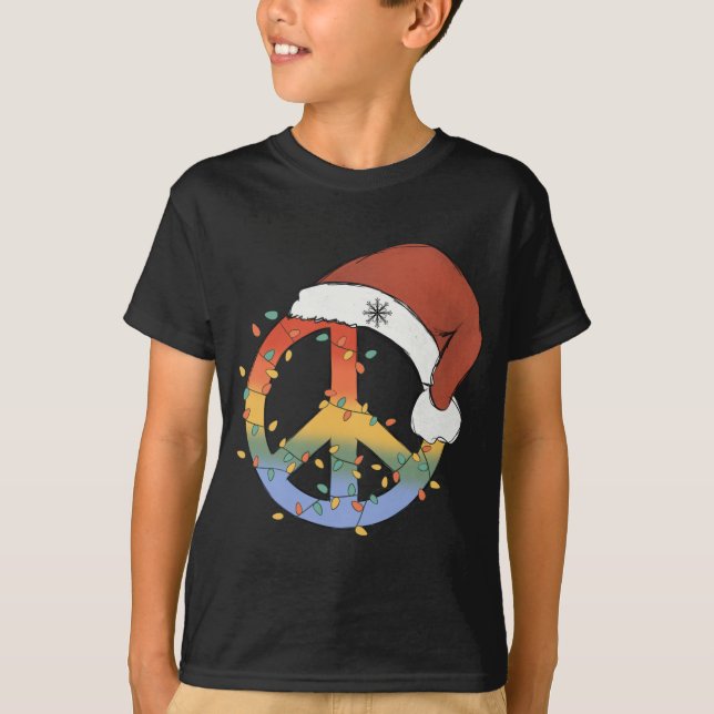 Juli-Fredsteckenet Santa Hat Peace-jul T Shirt (Framsida)