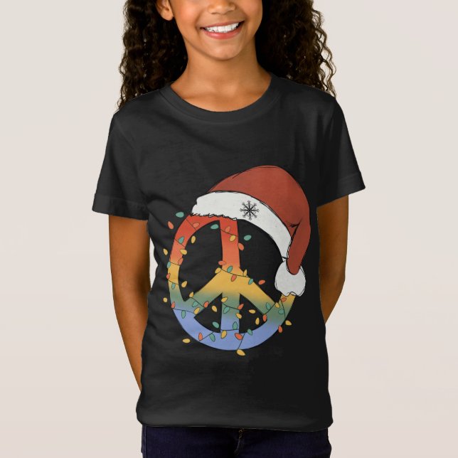 Juli-Fredsteckenet Santa Hat Peace-jul T Shirt (Framsida)