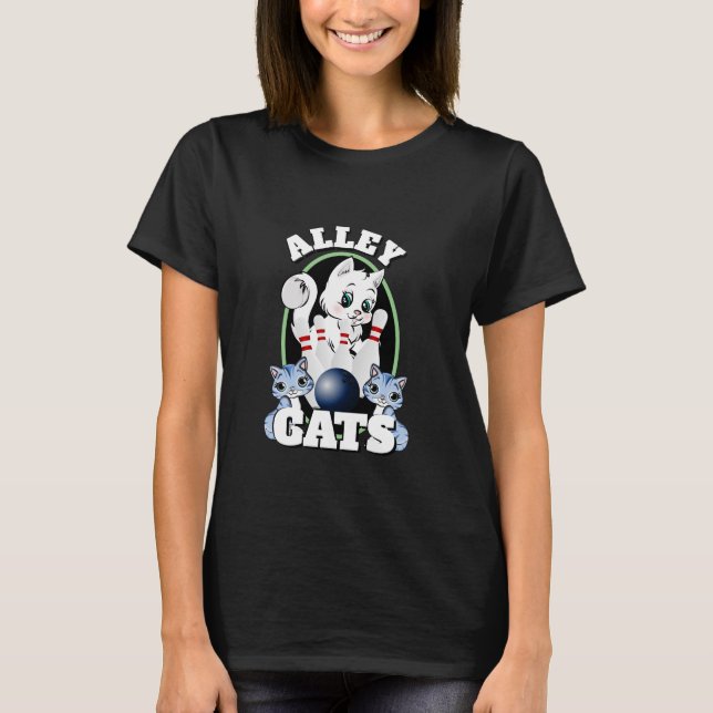 Juli Gift Novelty Sports Bowling ALLEY CATS T Shirt (Framsida)