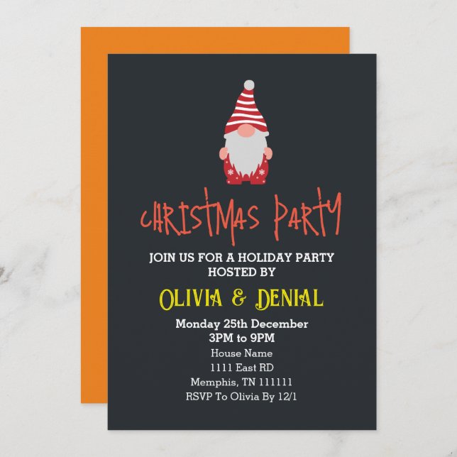 Juli-Grått-partiets inbjudningar till Helgdag-part (Fram/baksida)