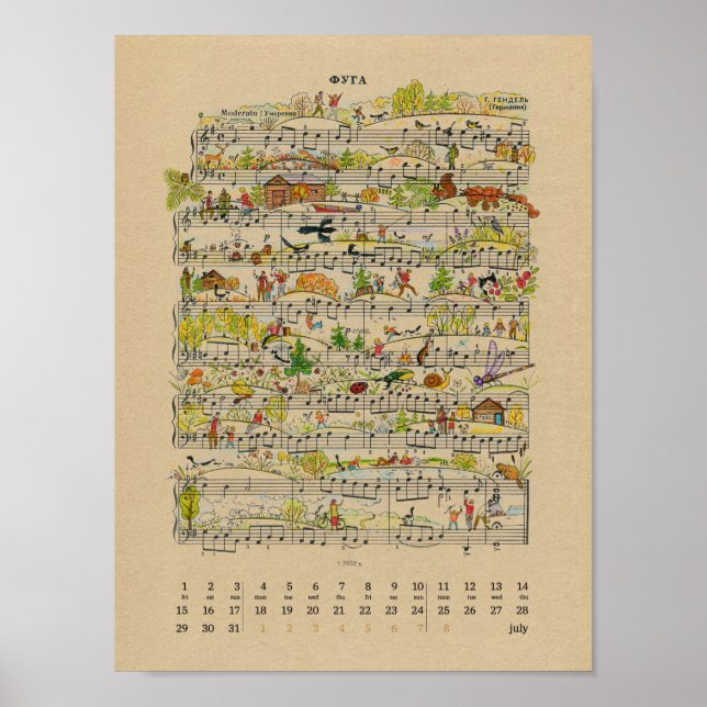 Juli Happy Notes Kalender 2022 Affisch (Framsidan)
