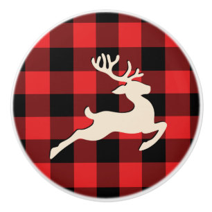 Juli Helgdag Antlers Red Black Gingham Knopp