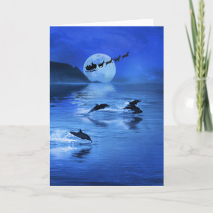Juli-Helgdag Dolphin Sea och Santa Santa Kort