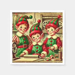 Juli Helgdag Elves Santa Cookie Pappersservett