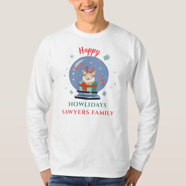 Juli-Helgdag familj matchar Hund Howlidays T Shirt (Framsida)