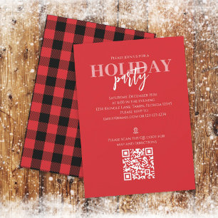 Juli Helgdag Rustic Buffalo Play QR Code Karta Inbjudningar