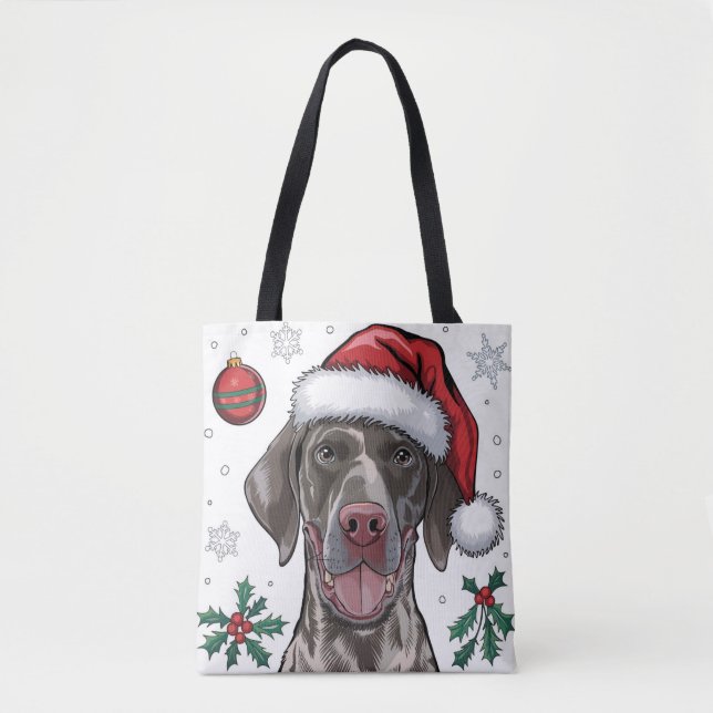 Juli Helgdag Santa Hund Pointer Tote Bag Tygkasse (Framsida)
