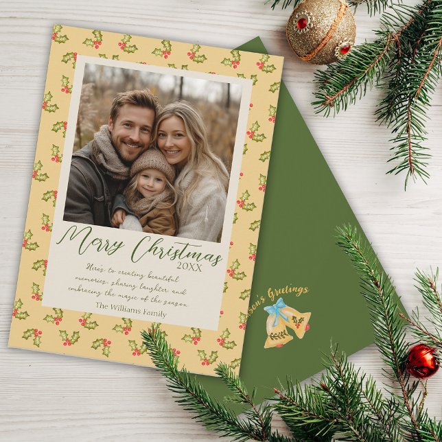 Juli Helgdag Traditionell Vintage Kitsch Photo Julkort (Skapare uppladdad)