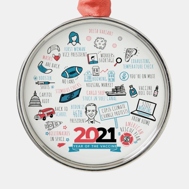 Juli Helgdagar 2021 Vaccinår Julgransprydnad Metall (Framsidan)