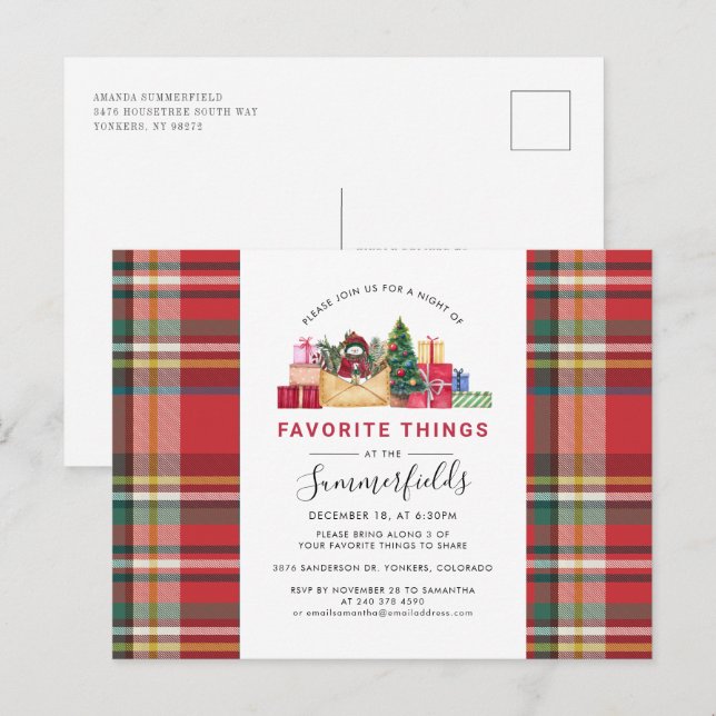 Juli Helgdagar för favoriter Sak Party Inbjudan Vykort (Fram/baksida)