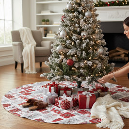 Juli-Helgdagar Röda Silver-moderna gåvor Julgransmatta Borstad Polyester