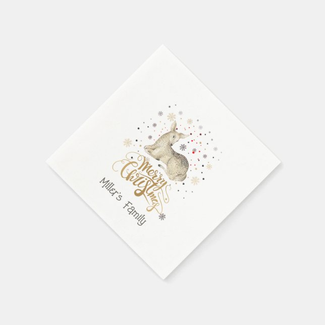 Juli-Hjort och God jul-typografi Pappersservett (Hörn)