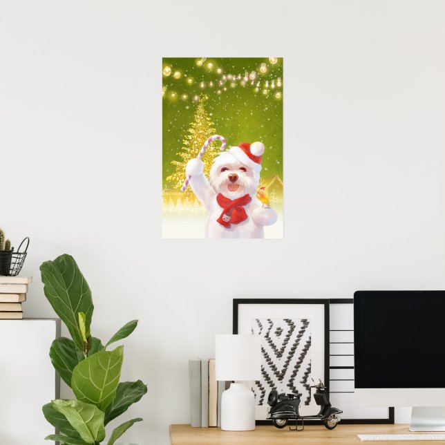 Juli-Hund i Santa Hat Poster (Hemmakontoret)