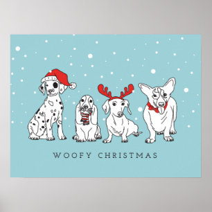 Juli Hund Puns Santa Hundar Woofy Jul Poster