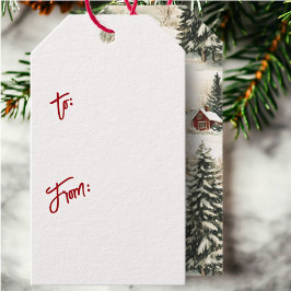 Juli i byn Rustic Woodland Winter Presentetikett