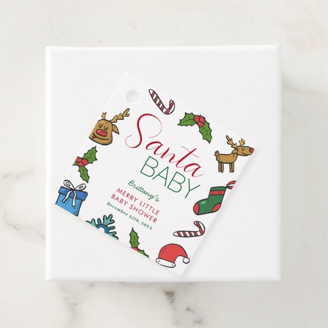 Juli i Santa Baby Könsneutrala babyskor Gåvor Etiketter (På plats)
