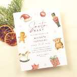 Juli jul, Baby, babystövel, budget<br><div class="desc">Gratulerar till att du kommer att få ditt glada paket med den här roligten och jultomten Baby inbjudan. Den här inbjudan till babydusch innehåller ett känsligt ram i handmålat vattenfärgsfärgen helgdag, inklusive en julhatt, en nötkrackare som är vintage, en pepparkaksgubbe, en roterande häst, en nalle, en gåva inslagen med lite...</div>