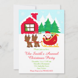 Juli-Julfesten Santa-Reindeer Inbjudningar