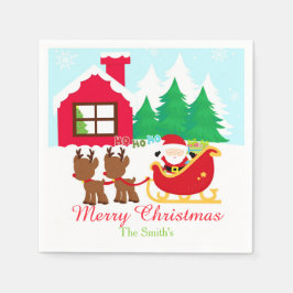 Juli-Julfesten Santa-Reindeer Pappersservett