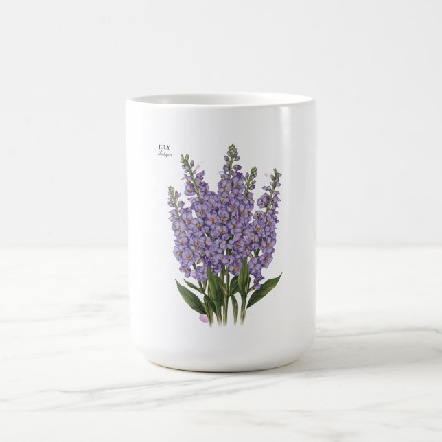 Juli Larkspur Bloom - Personlig Birthday Gift Kaffemugg (Center)