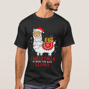 Juli Llama Pajama med Jultomten Hat M T Shirt
