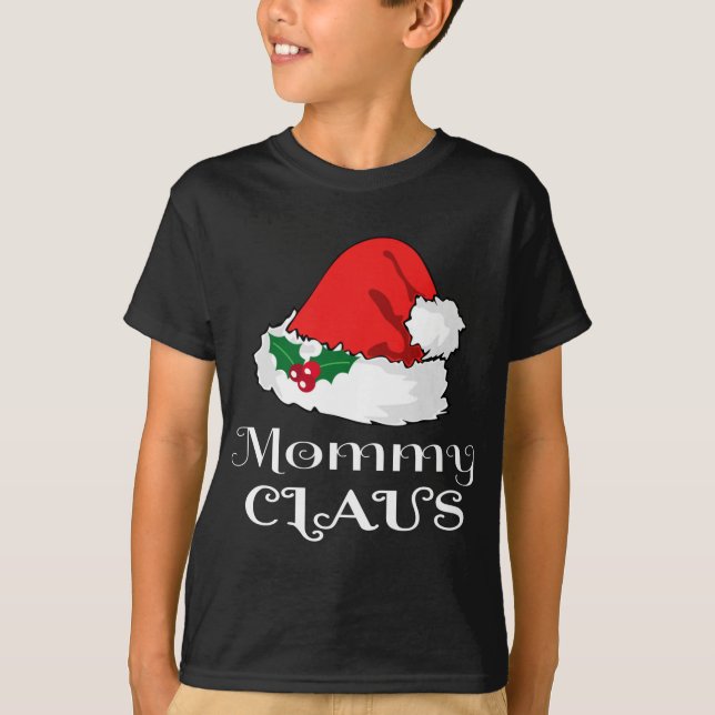 Juli Mamma Claus Matching Pajama Santa Hat X- T Shirt (Framsida)