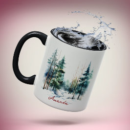 Juli med gräs-skogen i Cute grönt, vattenfärg Mugg