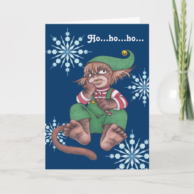 Juli Monkey Gnome Helgkort (Framsida)
