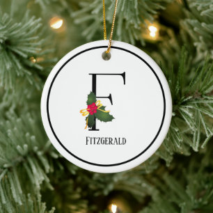Juli Monogram Brev F-Personlig Julgransprydnad Keramik
