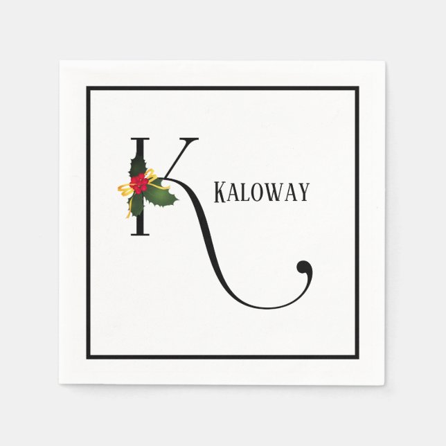 Juli Monogram Brev K Personlig Papper Pappersservett (Framsidan)