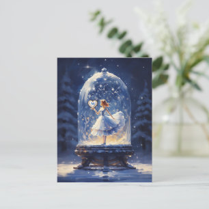 Juli Monogram Cute Snö Globe Helg Vykort