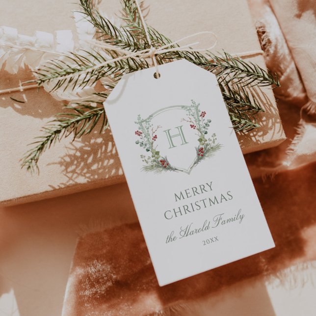 Juli Monogram-Vapensköld Presentetikett (Skapare uppladdad)