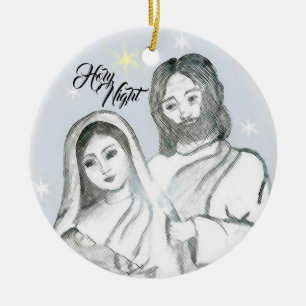 Juli Nativitet Heliga Natt Keramisk prydnadsföremå Julgransprydnad Keramik