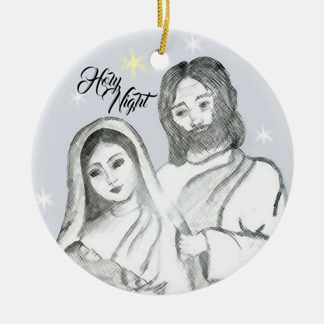 Juli Nativitet Heliga Natt Keramisk prydnadsföremå Julgransprydnad Keramik (Framsidan)