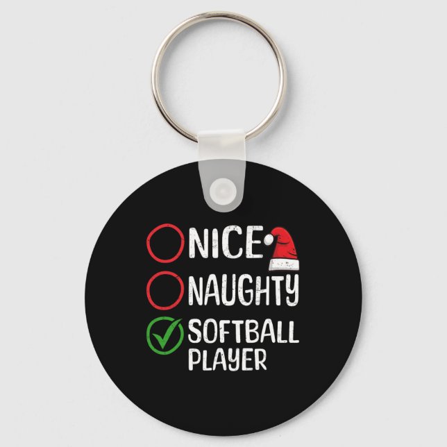 Juli Naughty Softball Player jul L Nyckelring (Framsida)