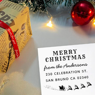 Juli och Rener Sleigh-Returadressen Självfärgande Stämpel