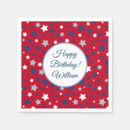 Juli-Party-händelse Anpassa Namn Rött vitt blått Pappersservett