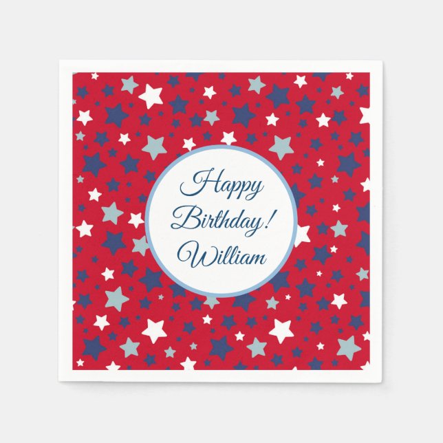 Juli-Party-händelse Anpassa Namn Rött vitt blått Pappersservett (Framsidan)