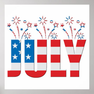 Juli-Party-månaden Amerikanska Stars och stripes Poster