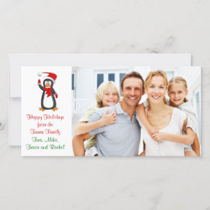 Juli Penguin-familjens fotokort Julkort