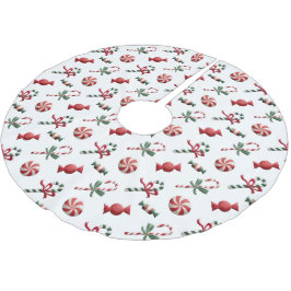 Juli Pepparmynta Candies och Polkagrisar Julgransmatta Borstad Polyester