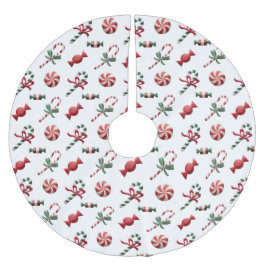 Juli Pepparmynta Candies och Polkagrisar Julgransmatta Borstad Polyester