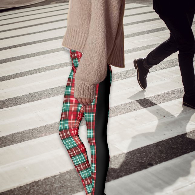 Juli Plaid Tartan Black Side Seams Leggings (Skapare uppladdad)