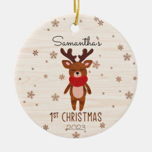 Juli Reindeer Baby Första jul Julgransprydnad Keramik