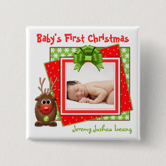 Juli Reindeer Baby första julknapp Knapp