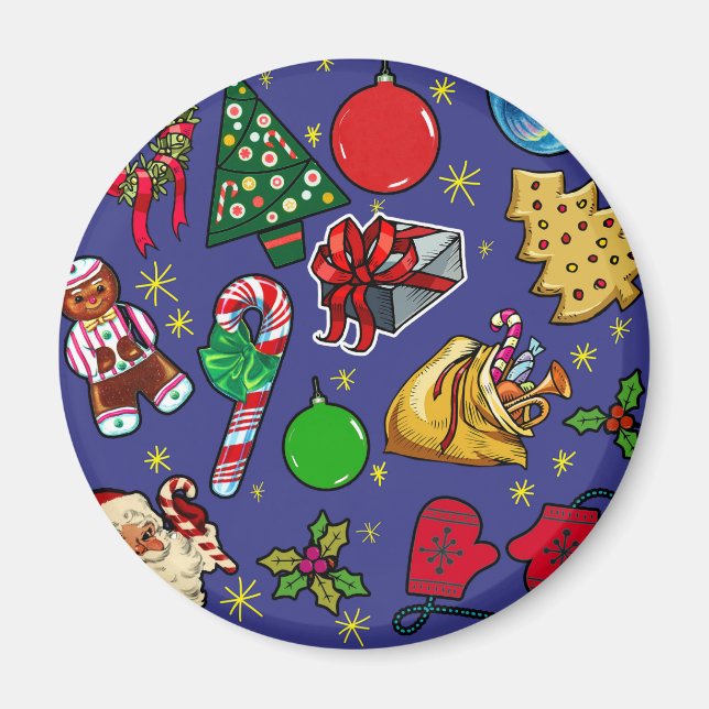 Juli Retro Vintage Färgfull Helgdag Magnet (Framsidan)