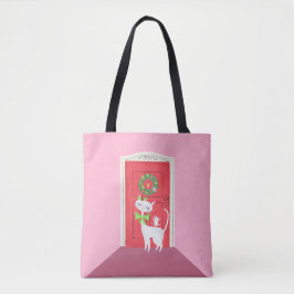 Juli Retro White Cat och Mouse Rosa Tygkasse