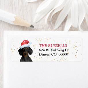 Juli-Returadressen Santa Hat Dachshund Hund Returadress Etikett