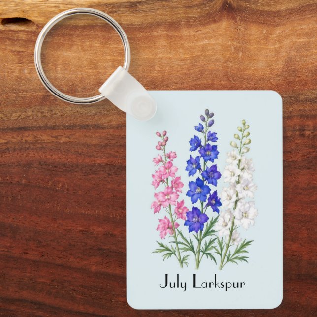 Juli Riddarsporre Blommor Nyckelring (Framsida)