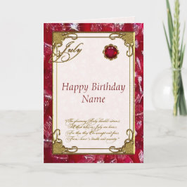 Juli Ruby Birthstone Birthday Card Kort